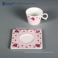 Pink Pattern Rose Malerei Täglich verwendet Kaffee Porzellan Cup Designs, Keramik Cups Trinkbecher und Untertassen Set